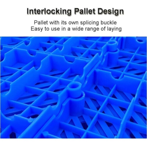 Heavy-duty plastic pallet storage rack, lightweight interlocking drainage floor tiles, suitable for utility rooms (100x60x3 cm) Blue